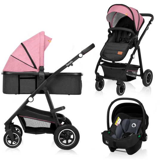 Lionelo Amber 3 en 1 Pink Rose poussette multifonction 3 en 1