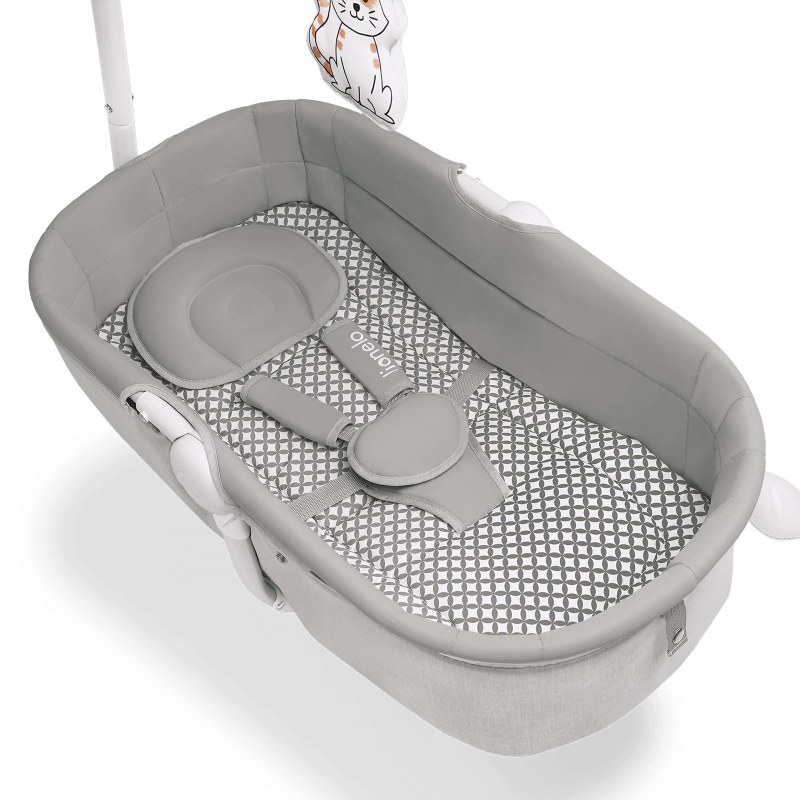 Lionelo Henny Grey Dove — Transat pour bébé avec fonction de bercement