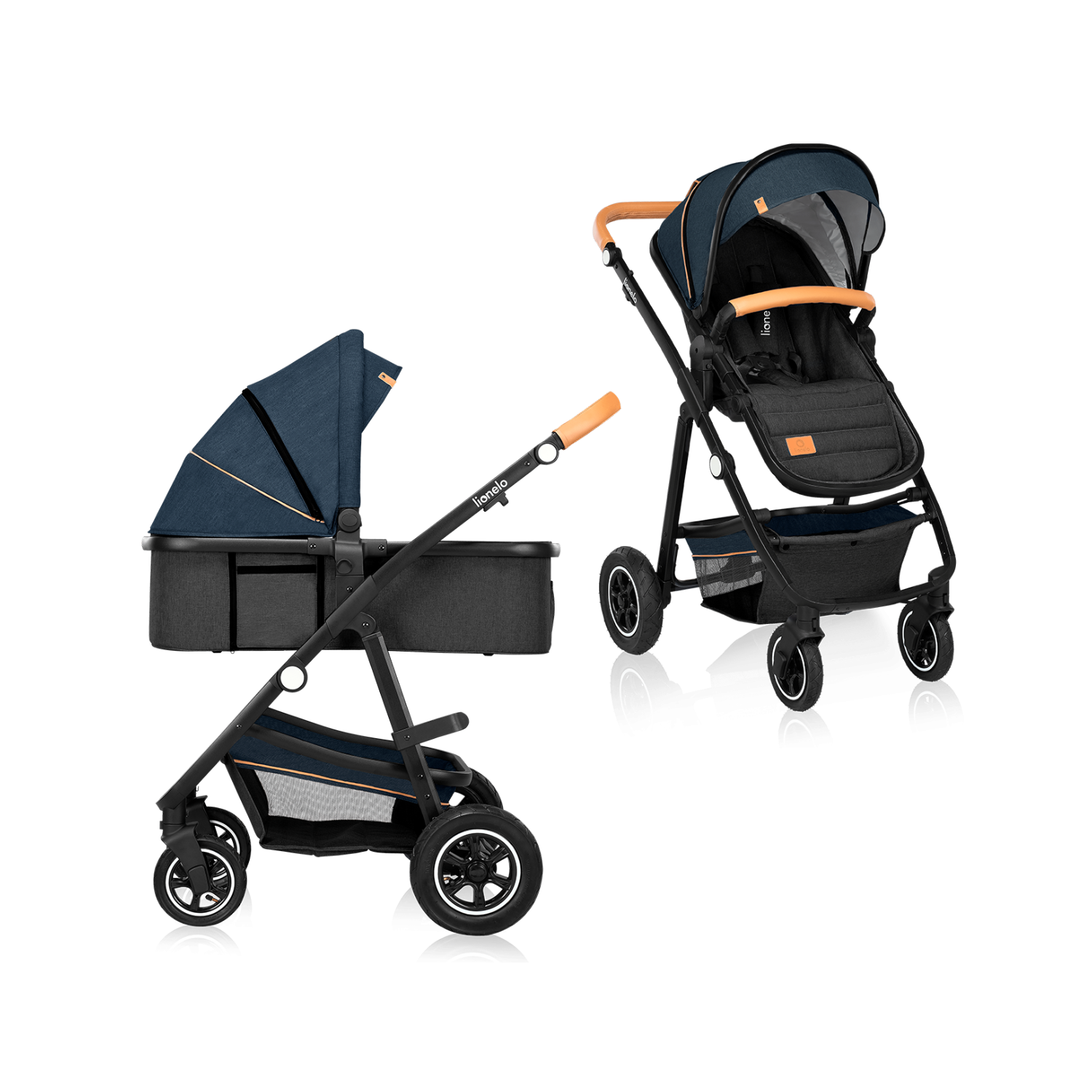 LIONELO Mika poussette bébé confort 3 en 1, poussette compacte, nacelle,  siège auto, porte-bébé, moustiquaire, un chauffe-pieds un habillage de  pluie