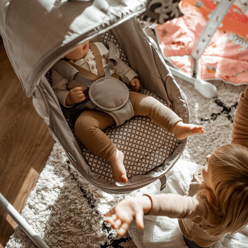 Lionelo Henny Grey Stone — Transat pour bébé avec fonction de bercement
