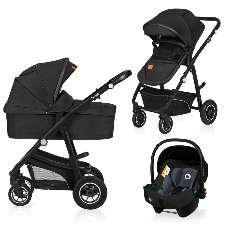 Lionelo Bianka 3en1 Black Onyx — Poussette multifonctionnelle