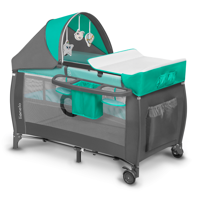 Lionelo Sven Plus Turquoise/Grey — Lit bébé 2en1