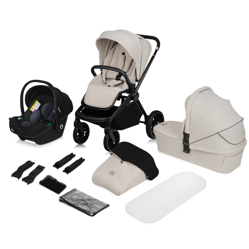 Lionelo Mika Plus 3en1 Beige Sand — Poussette multifonctionnelle