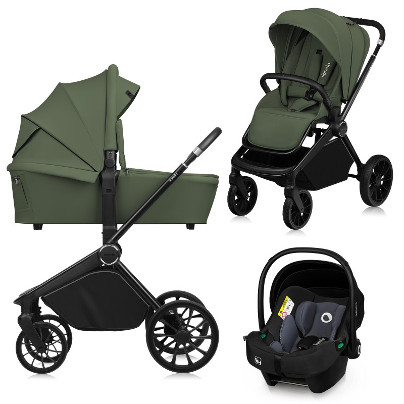 Lionelo Mika Plus 3en1 Green Olive — Poussette multifonctionnelle