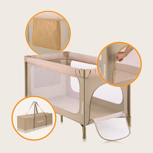 Lionelo Jasmin Easy Fold Beige Sand — Lit bébé 2en1
