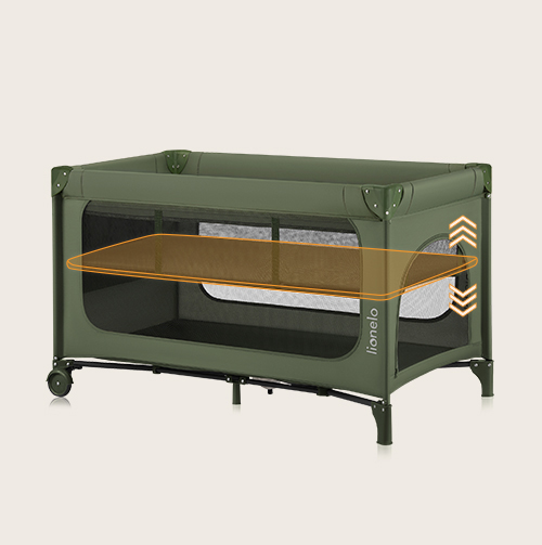 Lionelo Jasmin Easy Fold Green Olive — Lit bébé 2en1