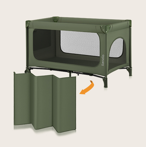 Lionelo Jasmin Easy Fold Green Olive — Lit bébé 2en1