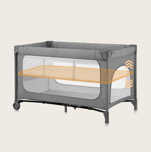 Lionelo Jasmin Easy Fold Grey Stone — Lit bébé 2en1