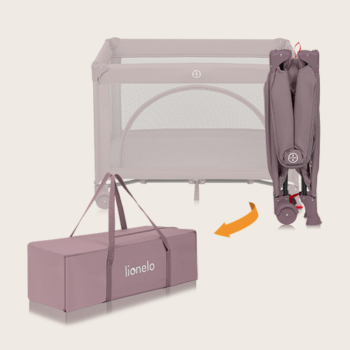 Lionelo Laura Pink Mauve — Kompaktowe łóżeczko turystyczne